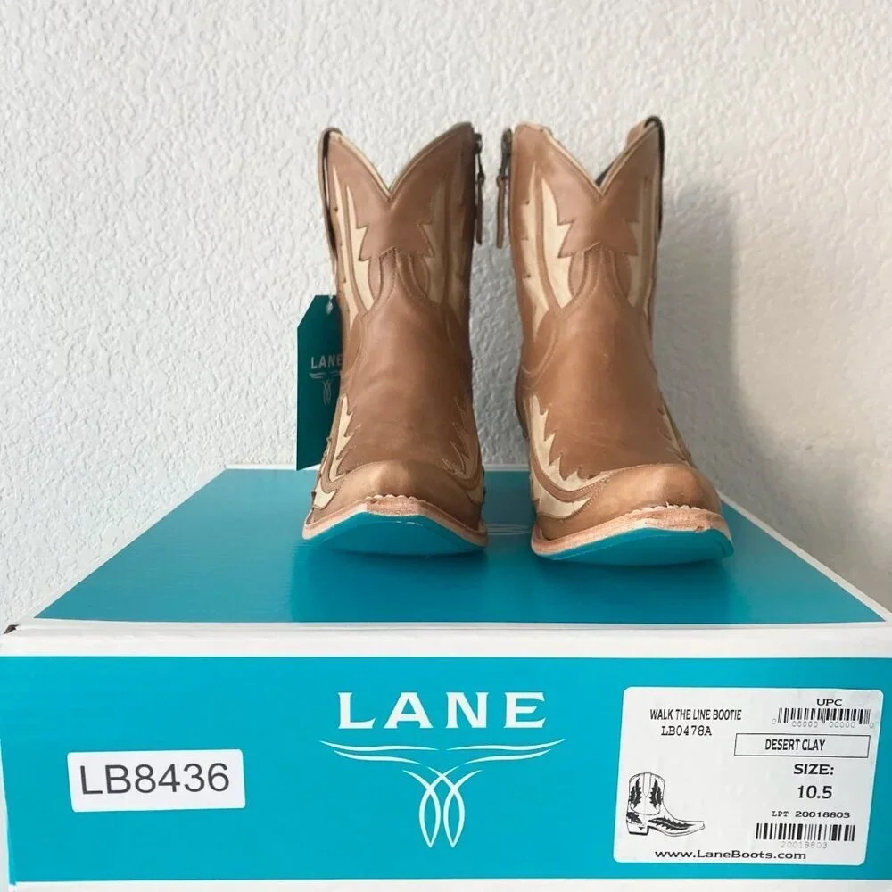 NEW Lane WALK THE LINE Womens Cowboy Bootie 10.5 Brown Cowgirl Short Ankle Boots - Picture 10 of 11